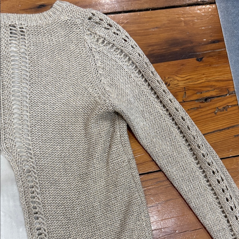 Lucky Brand Taupe Knit Sweater with Sheer Hem Size Medium - Picture 12 of 12